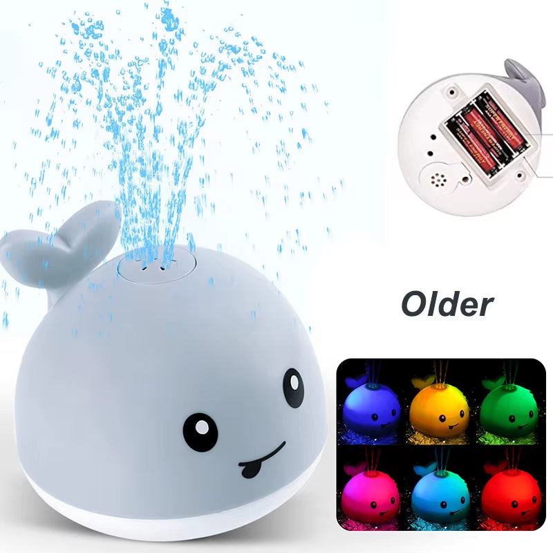 Upgraded Baby Rechargeable Bath Toy with Waterproof Light up Whale Spray Water Bathtub for Toddlers Kids Pool Bathroom Toys