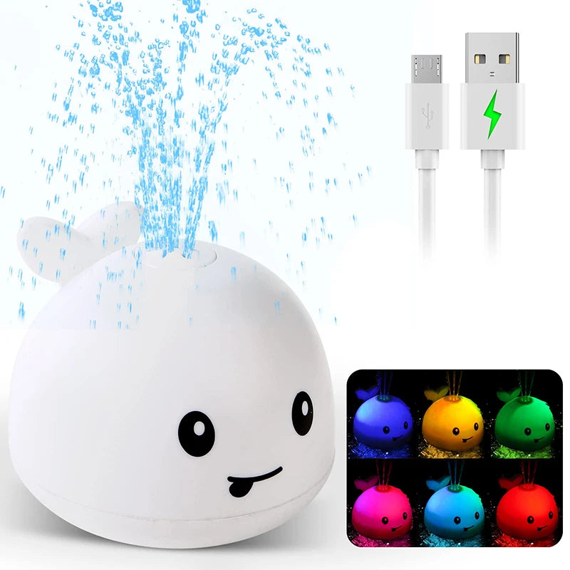 Upgraded Baby Rechargeable Bath Toy with Waterproof Light up Whale Spray Water Bathtub for Toddlers Kids Pool Bathroom Toys